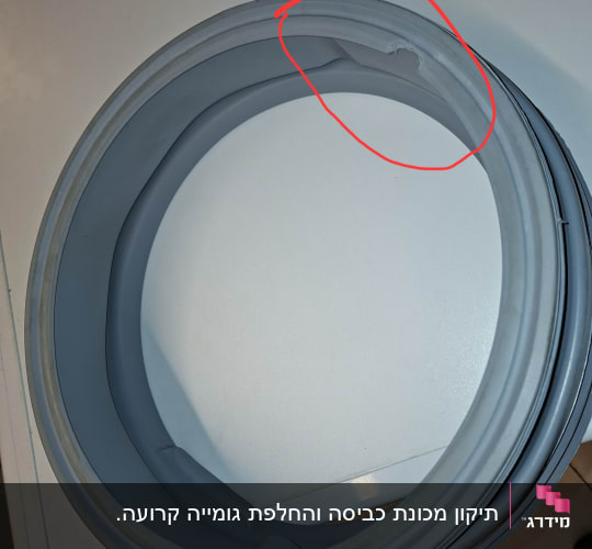 אטם גומי קרוע מפתח מכונת כביסה